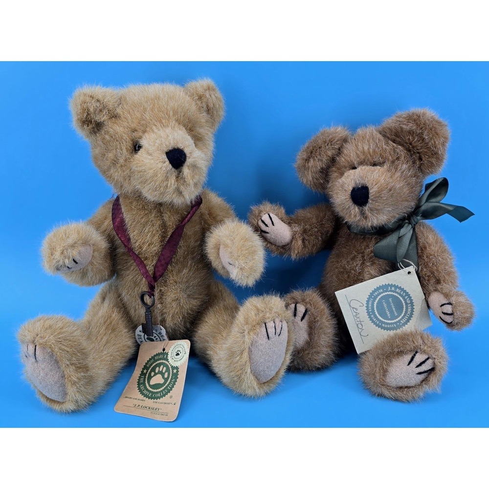 Set of 2 Vtg Boyds Bears "Craxton" "JP Locksley" Jointed Plush 1998-99 10" 12"